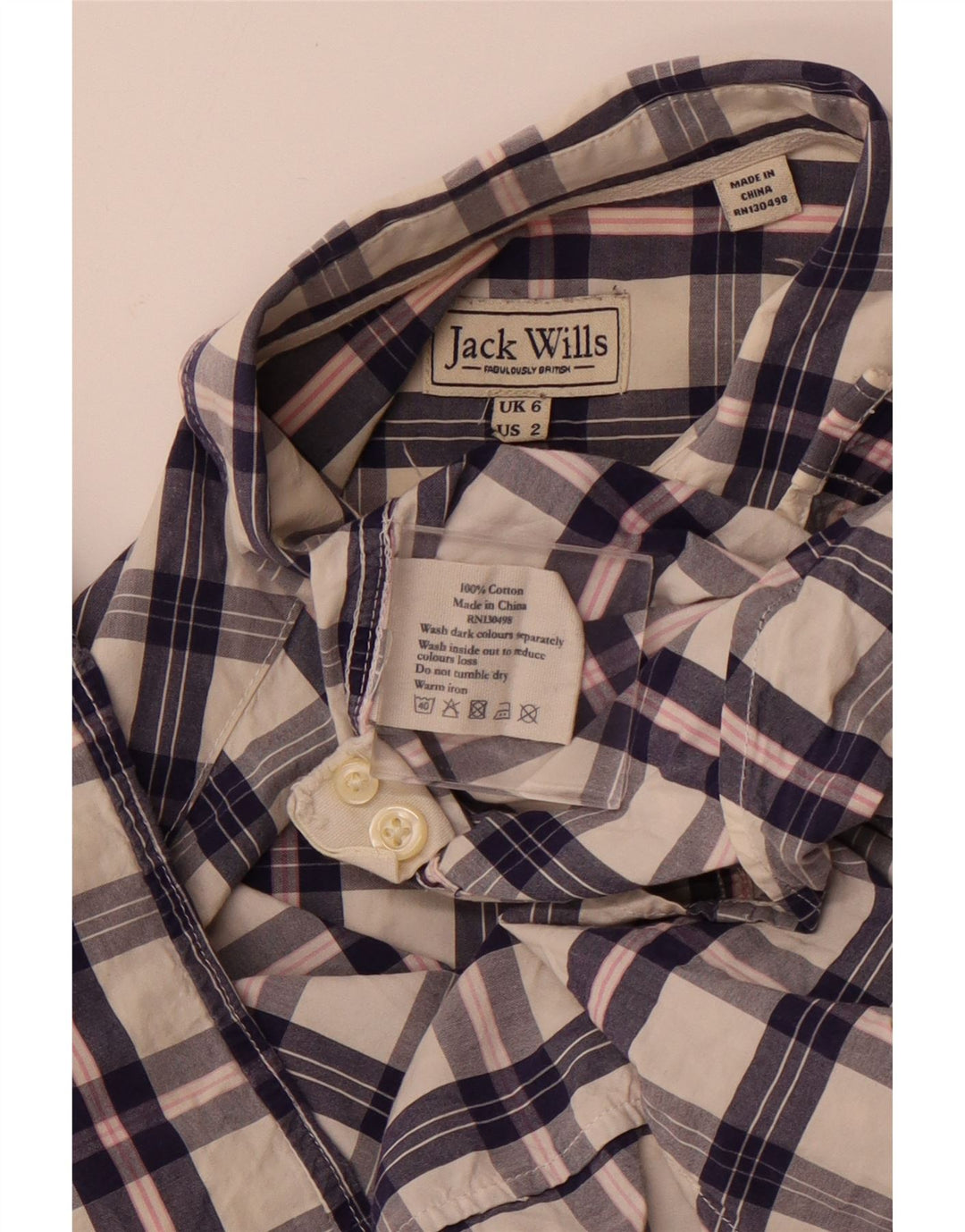 JACK WILLS Womens Shirt UK 6 XS White Check Cotton