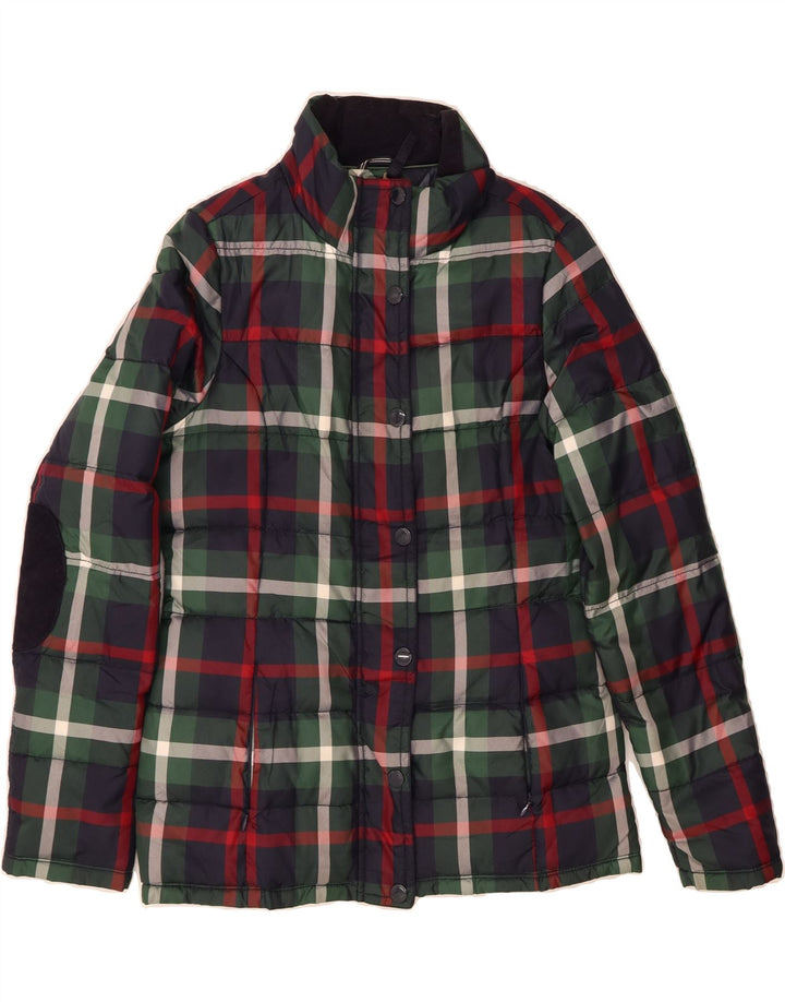 TOMMY HILFIGER Womens Padded Jacket UK 14 Medium Green Check Polyester Vintage Tommy Hilfiger and Second-Hand Tommy Hilfiger from Messina Hembry 