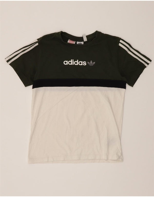 Adidas Boys Graphic T-Shirt Top 13-14 Years White Colourblock