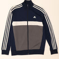 Adidas Boys Tracksuit Top Jacket 13-14 Years Navy Blue Colourblock