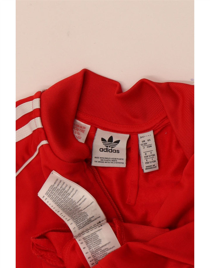 ADIDAS Boys Tracksuit Top Jacket 12-13 Years Large  Red Polyester