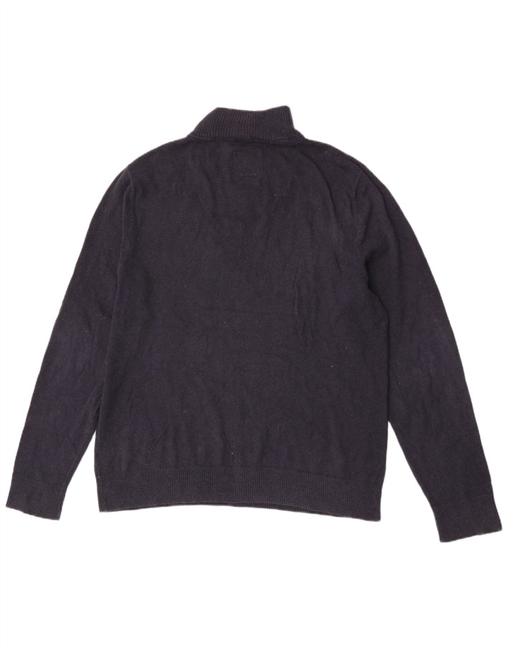 Fat Face Mens Zip Neck Jumper Sweater Large Navy Blue Cotton