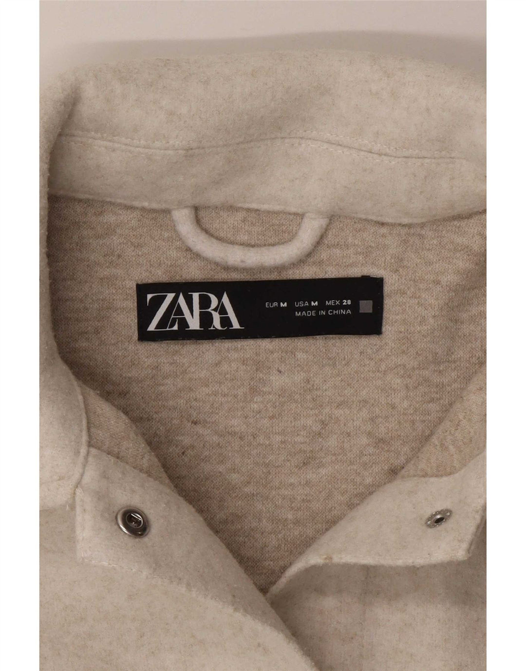 Zara Womens Overshirt Loose Fit Shirt UK 14 Medium Beige Polyester