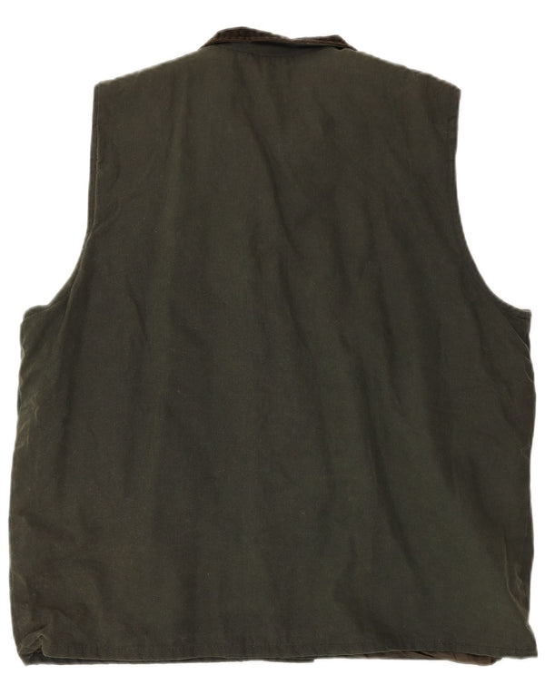 Walker and Hawkes Mens Waxed Cotton Gilet UK 42 XL Khaki Colourblock