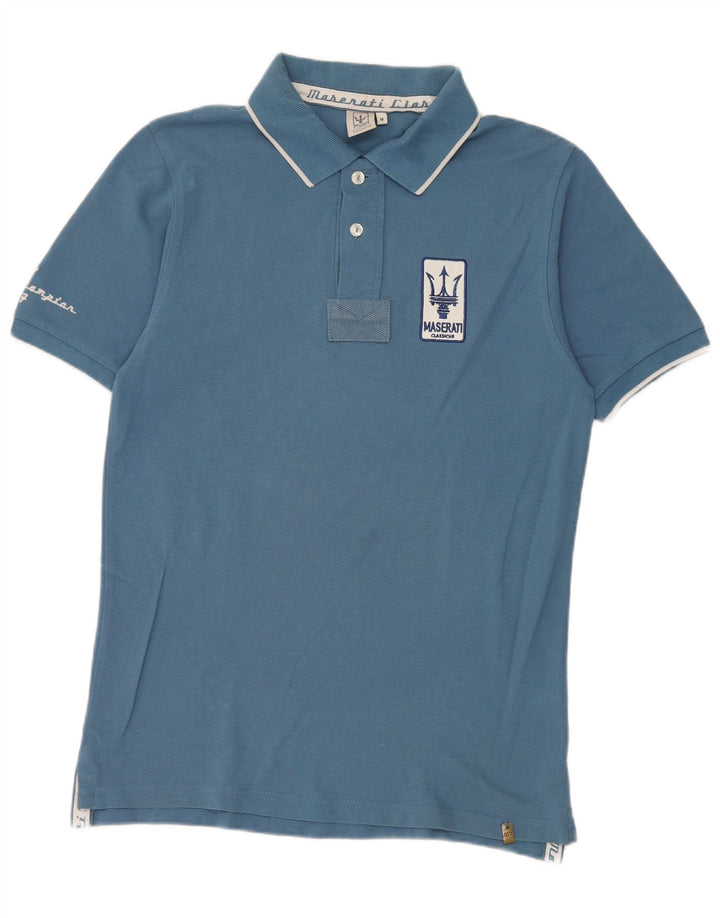 Maserati Mens Graphic Polo Shirt Medium Blue Cotton
