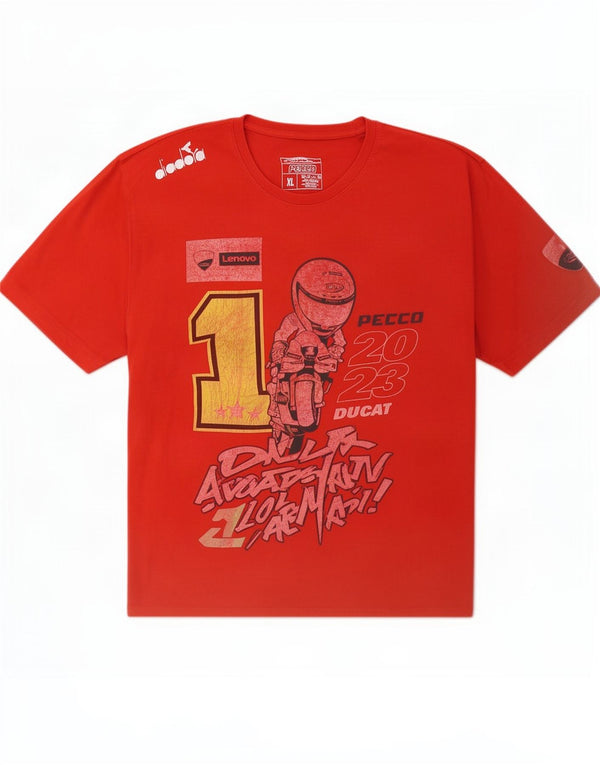 Ducati Womens Graphic T-Shirt Top UK 18 XL Red Cotton