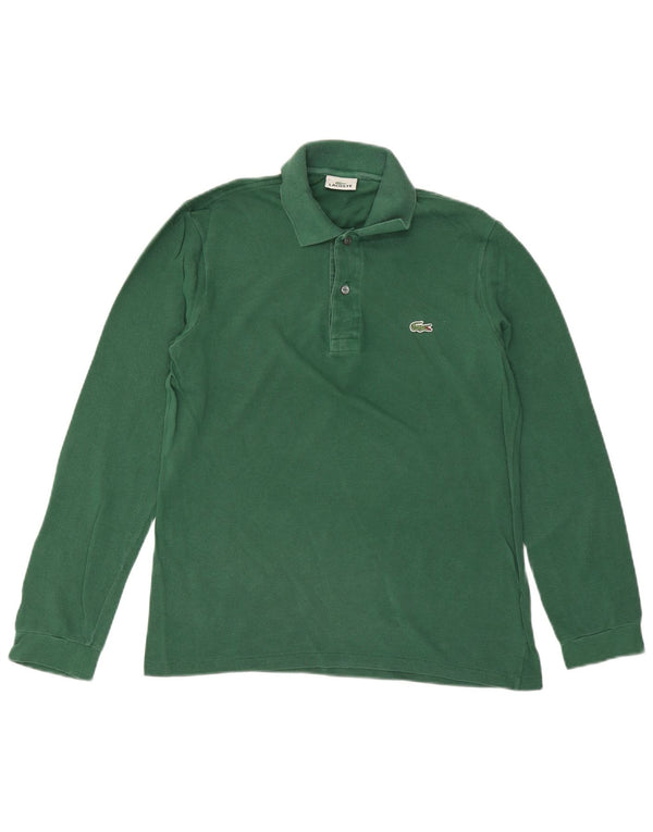 LACOSTE Mens Long Sleeve Polo Shirt Size 3 Small Green Cotton