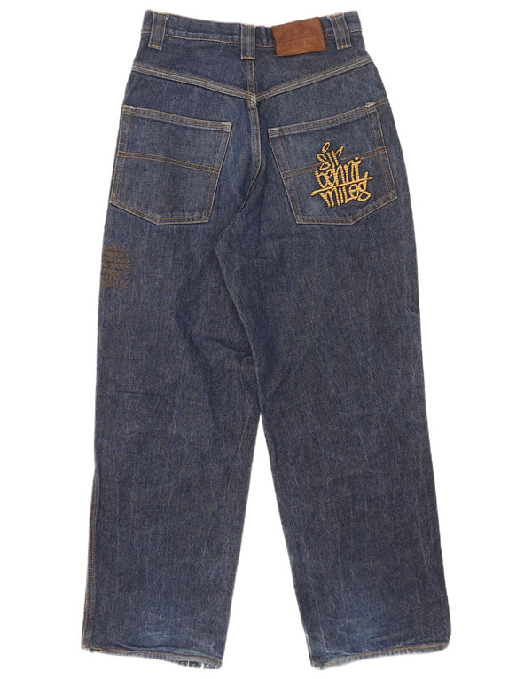 SIR BENNI MILES Womens Graphic High Waist Tapered Jeans W27 L29 Navy Blue