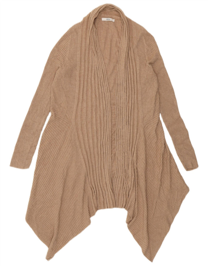 Marks & Spencer Womens Asymmetric Open Cardigan Sweater UK 16 Large Beige