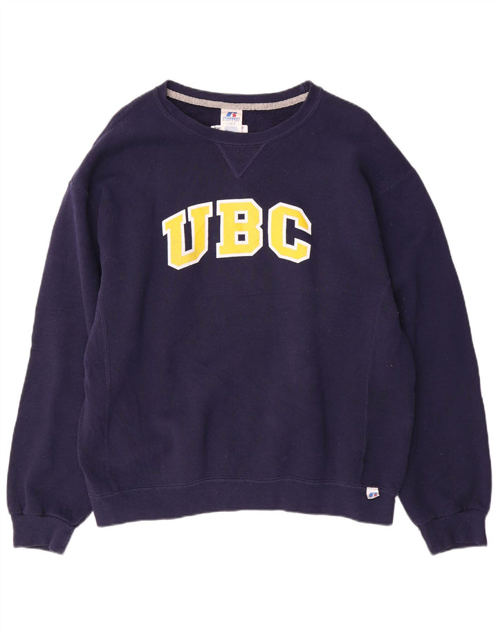 RUSSELL ATHLETIC Womens Sweatshirt Jumper UK 16 Large Navy Blue