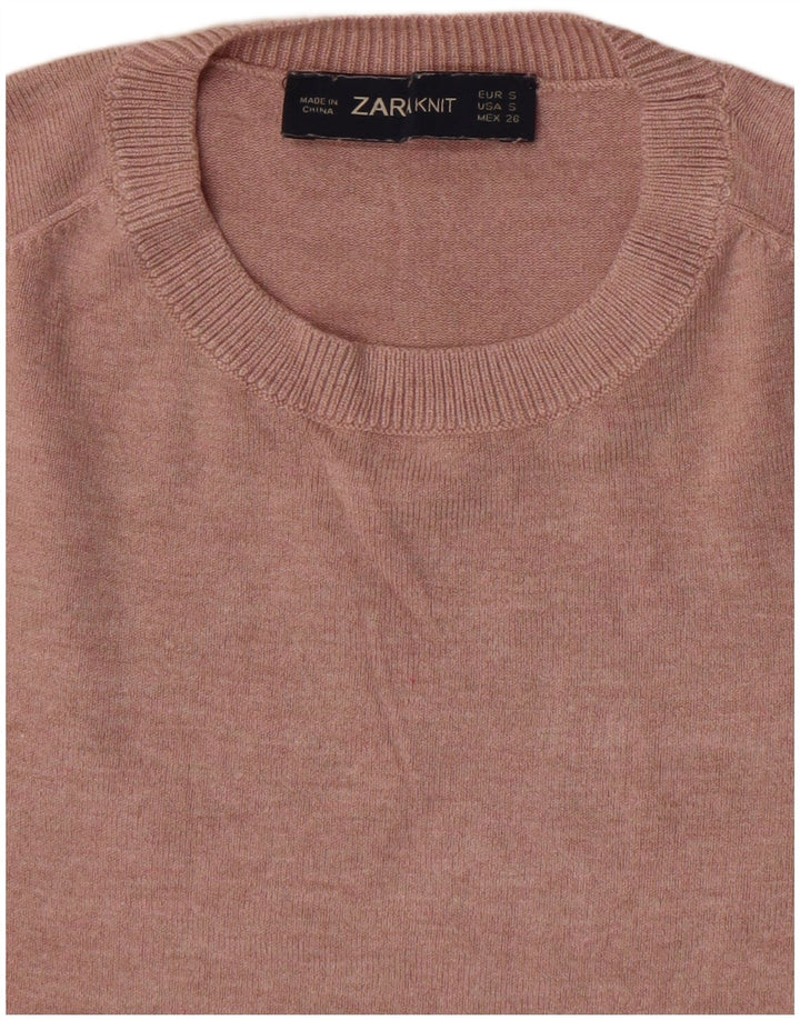 Zara Womens Crew Neck Jumper Sweater UK 8 Small Pink