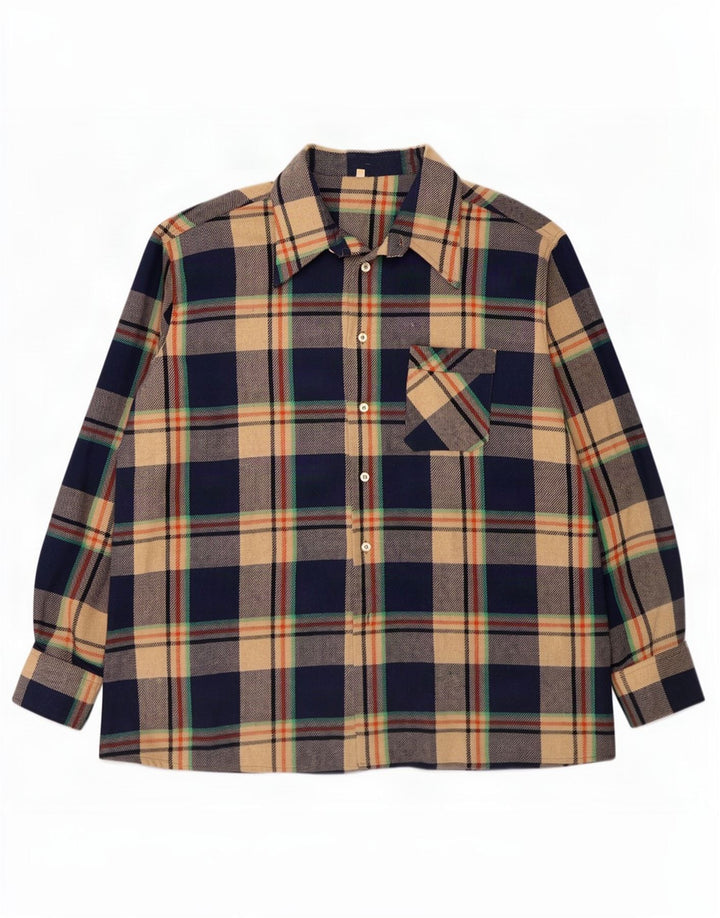 Vintage Mens Flannel Shirt Size 47 2XL Multicoloured Check