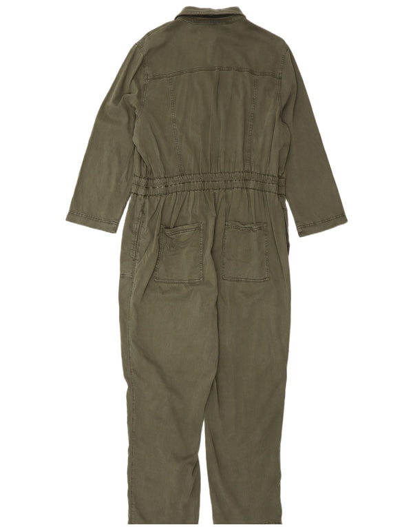 Marks & Spencer Womens Long Sleeve Jumpsuit UK 14 Large  Khaki Lyocell