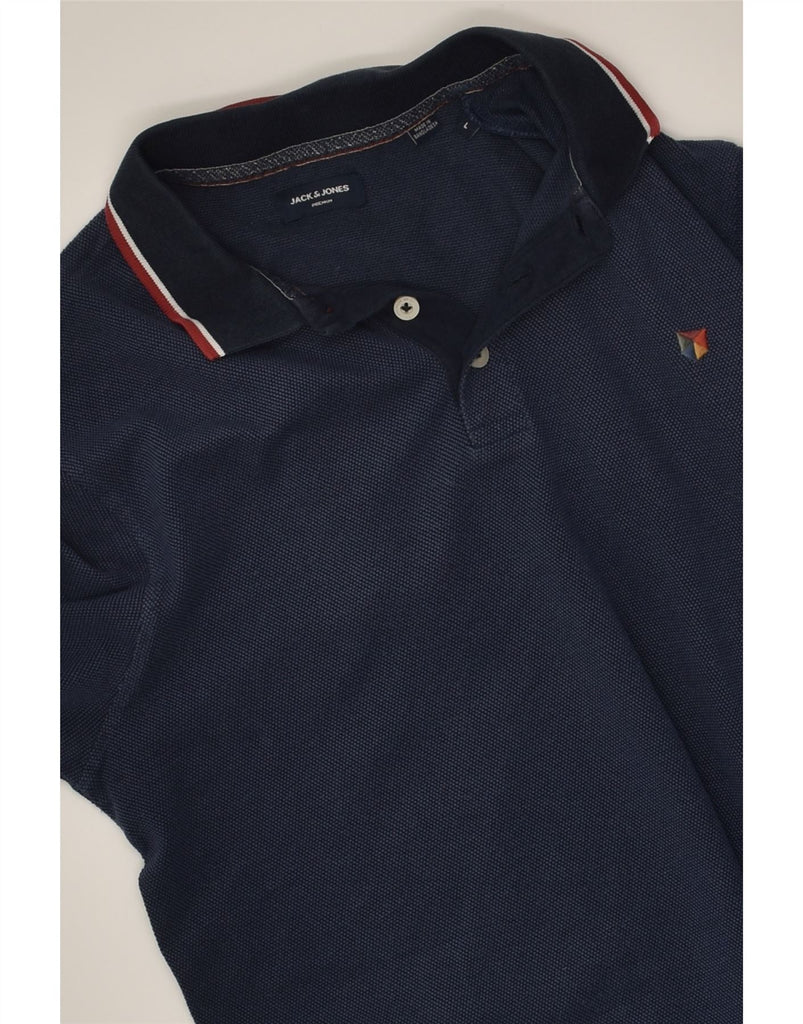 JACK & JONES Mens Premium Polo Shirt Large Navy Blue Cotton | Vintage Jack & Jones | Thrift | Second-Hand Jack & Jones | Used Clothing | Messina Hembry 