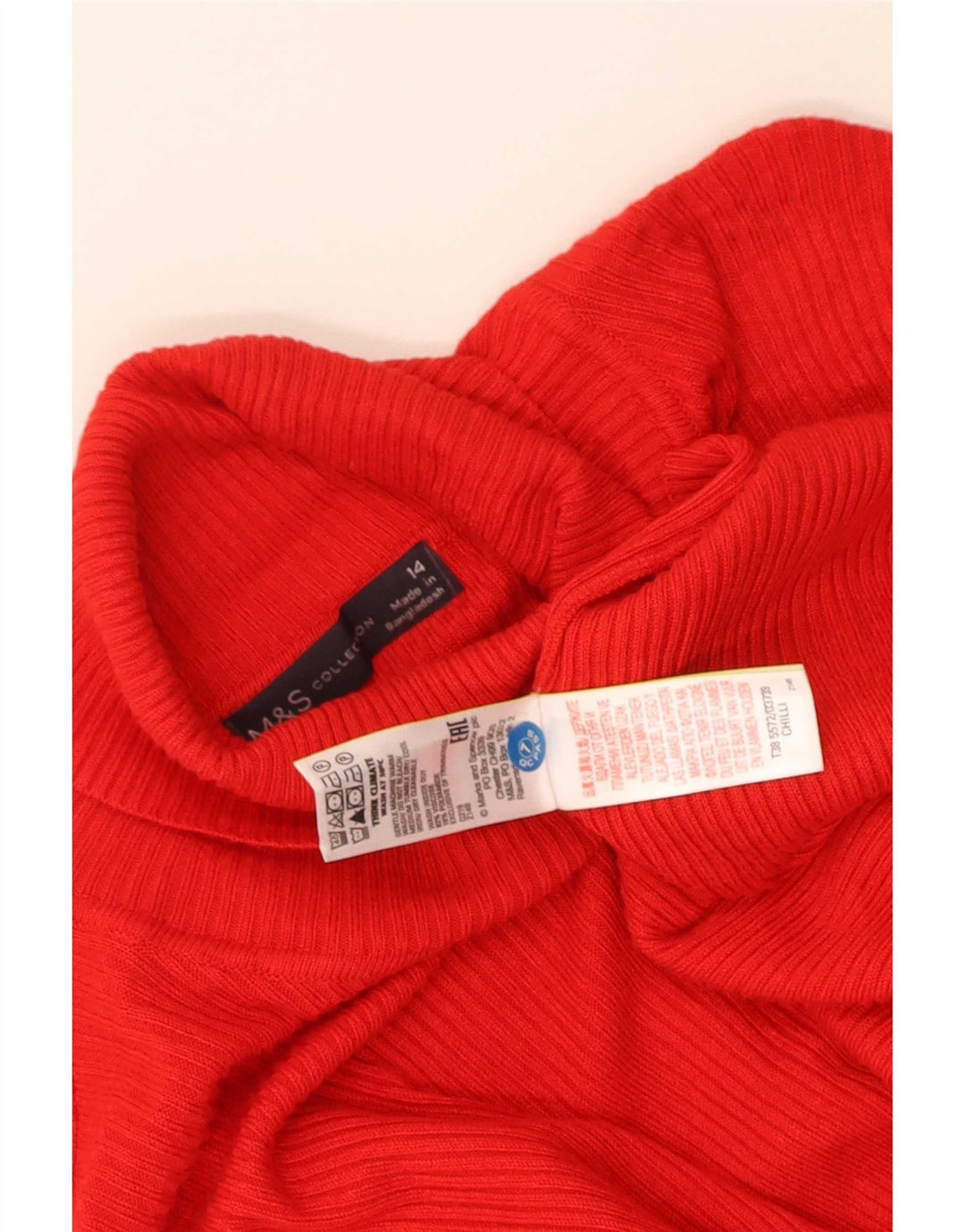 Marks & Spencer Womens Roll Neck Jumper Sweater UK 14 Medium Red Viscose