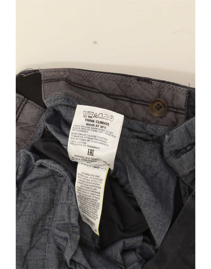 Marks & Spencer Mens Regular Chino Trousers W34 L29 Navy Blue Cotton