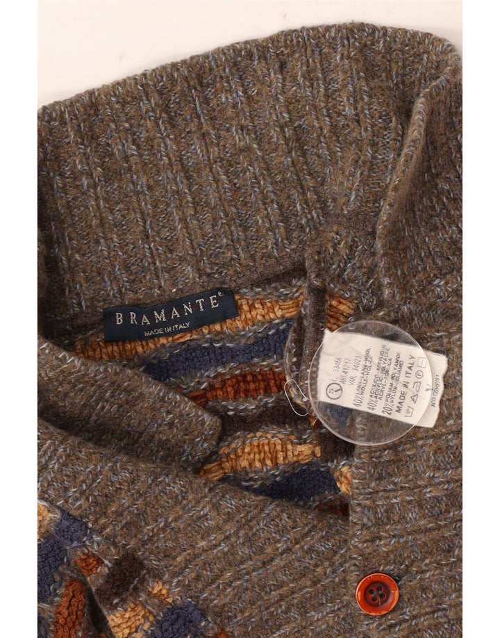 Bramante Mens Polo Neck Jumper Sweater Large Multicoloured Geometric Wool