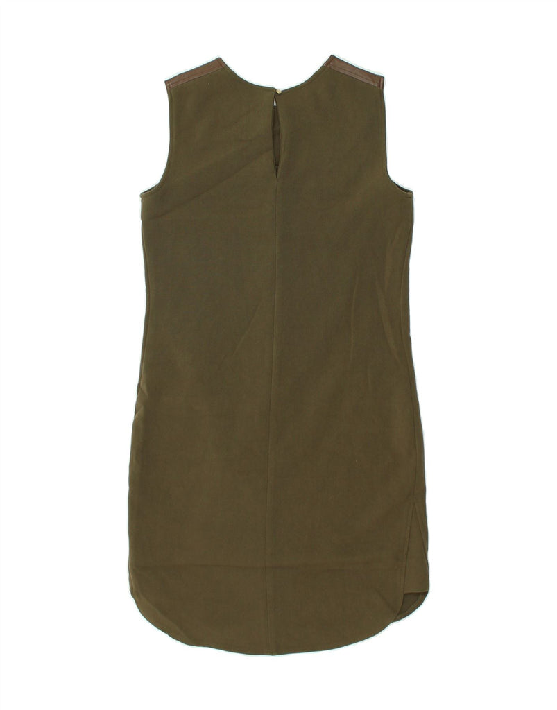 MASSIMO DUTTI Womens Sleeveless Shift Dress UK 6 XS Khaki Polyester | Vintage Massimo Dutti | Thrift | Second-Hand Massimo Dutti | Used Clothing | Messina Hembry 