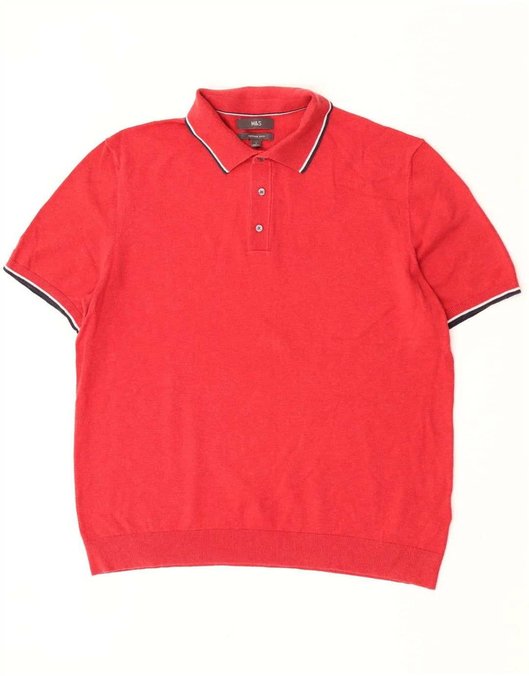 Marks & Spencer Mens Polo Neck Jumper Sweater Large Red Striped