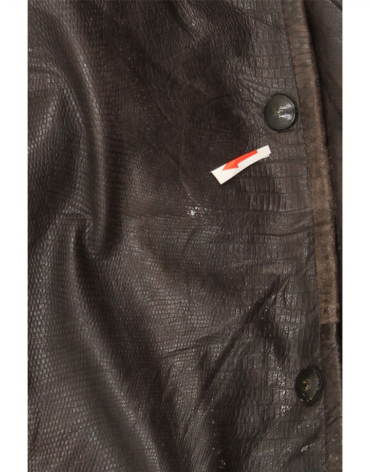 Vintage Womens Oversized Leather Jacket EU 44 XL Brown Leather