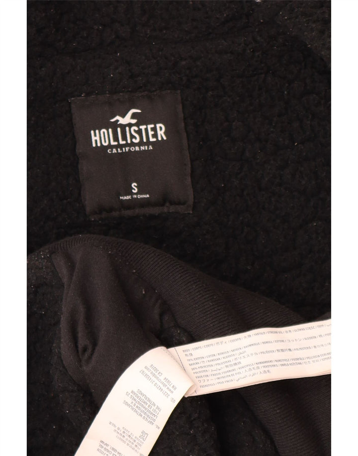 HOLLISTER Mens Graphic Zip Hoodie Sweater Small Black Cotton
