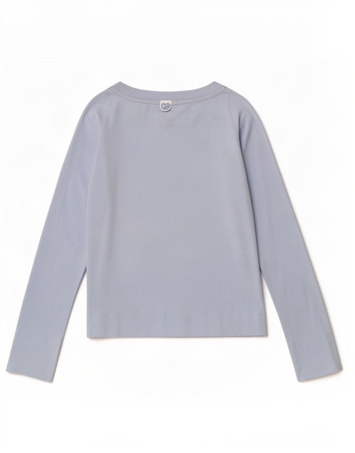 Nike Womens Top Long Sleeve UK 10/12 Medium Blue Cotton