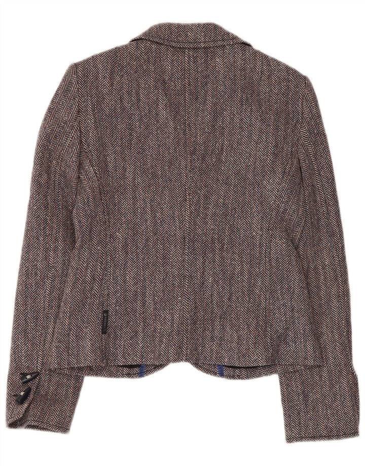 ARMANI JEANS Womens 4 Button Blazer Jacket IT 42 Medium Grey Herringbone