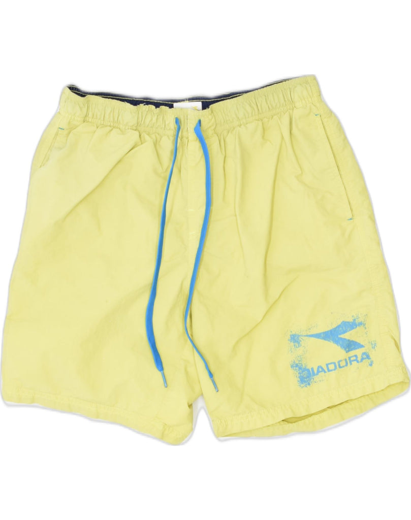 DIADORA Mens Swimming Shorts Large Yellow Polyamide | Vintage Diadora | Thrift | Second-Hand Diadora | Used Clothing | Messina Hembry 