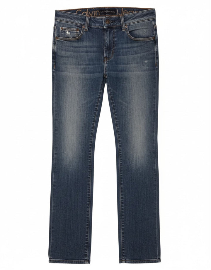 Calvin Klein Womens Slim Jeans W27 L34 Blue Cotton