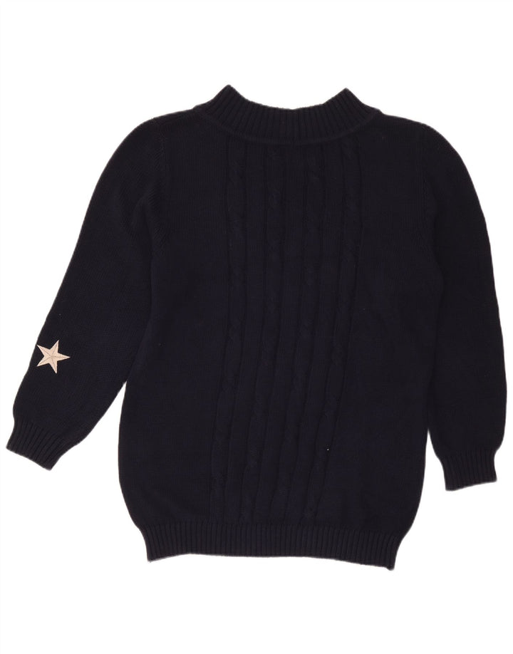 Iceberg Womens Turtle Neck Jumper Sweater IT 42 Medium Navy Blue Cotton
