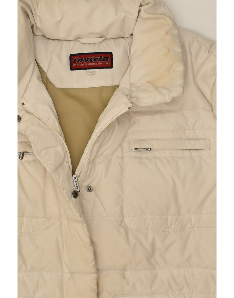 INVICTA Womens Padded Jacket UK 16 Large Beige Polyester | Vintage Invicta | Thrift | Second-Hand Invicta | Used Clothing | Messina Hembry 