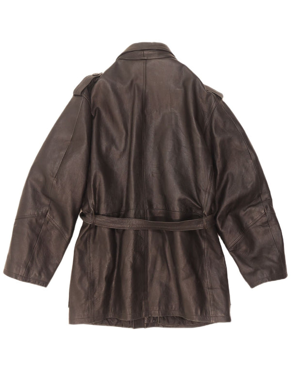 Vintage Mens Military Leather Jacket IT 50 Large Black