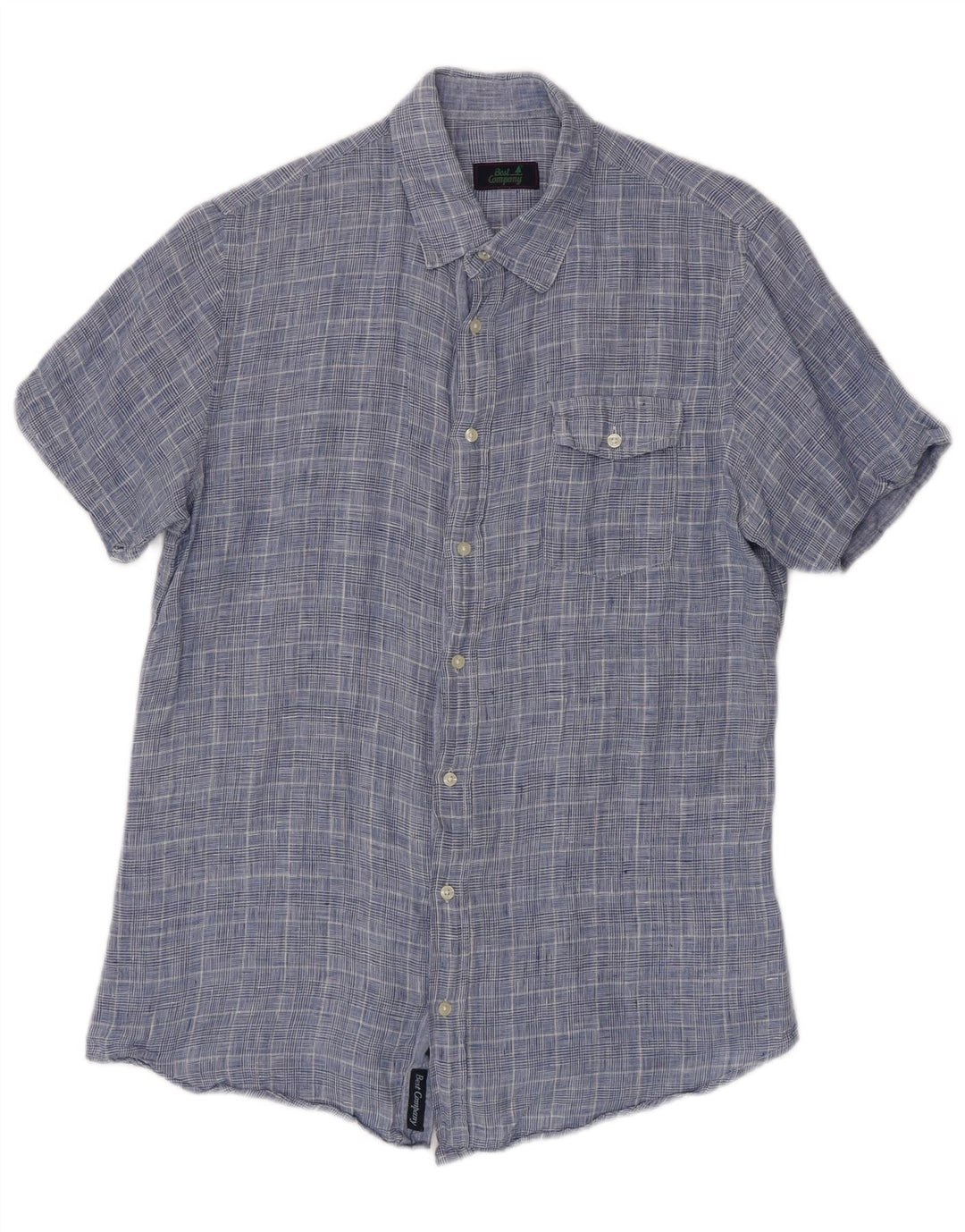 Best Company Mens Short Sleeve Shirt Medium Blue Houndstooth