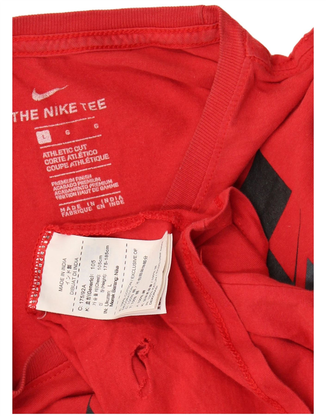 NIKE Mens Athletic Cut Graphic T-Shirt Top Large Red Cotton
