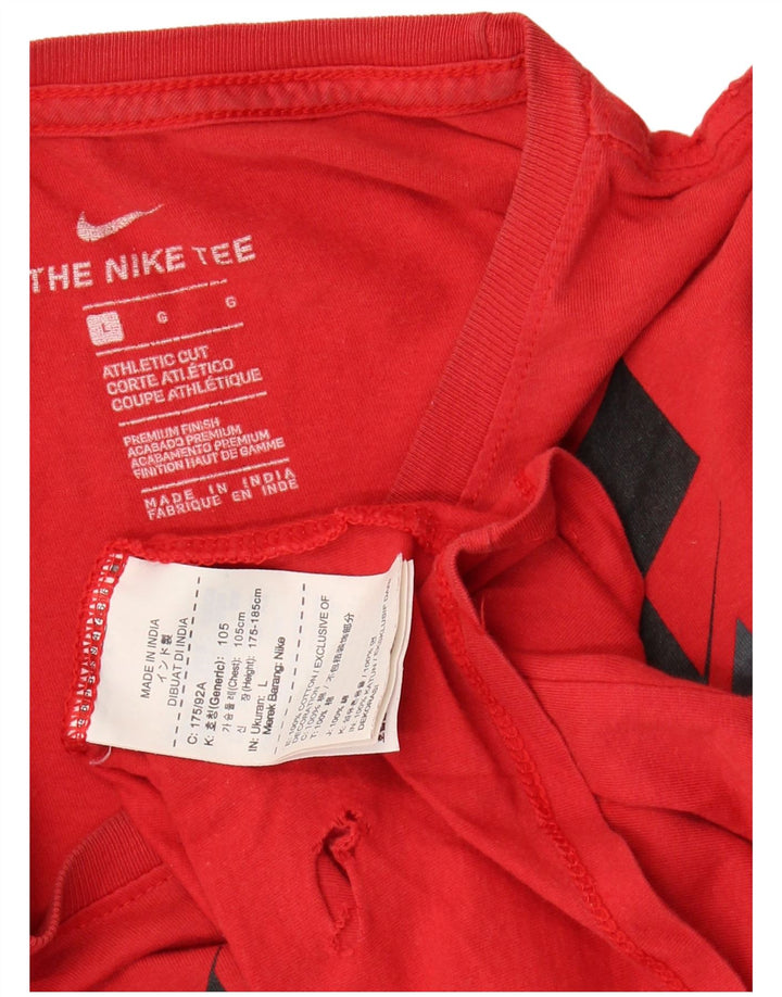 NIKE Mens Athletic Cut Graphic T-Shirt Top Large Red Cotton