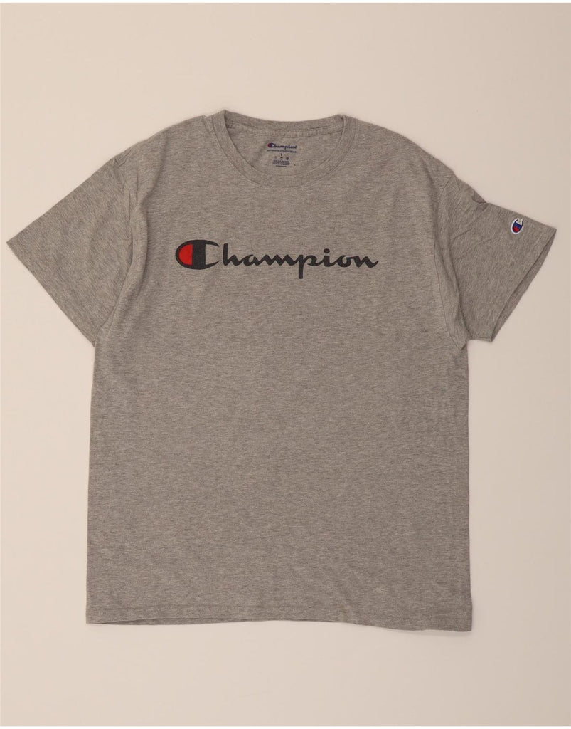 CHAMPION Mens Graphic T-Shirt Top Large Grey Cotton Vintage Champion and Second-Hand Champion from Messina Hembry 
