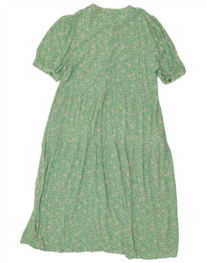 Marks & Spencer Womens Maxi Dress UK 14 Medium Green Floral Viscose