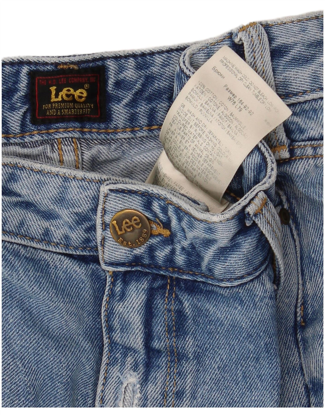 Lee Mens Mom Straight Jeans W30 L31 Blue Cotton