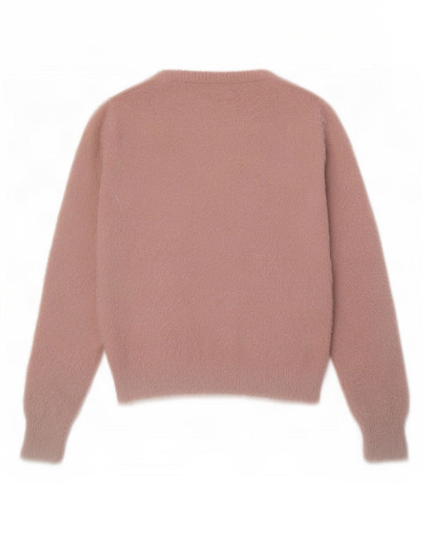Guess Womens Crop Boat Neck Jumper Sweater UK 12 Medium Pink