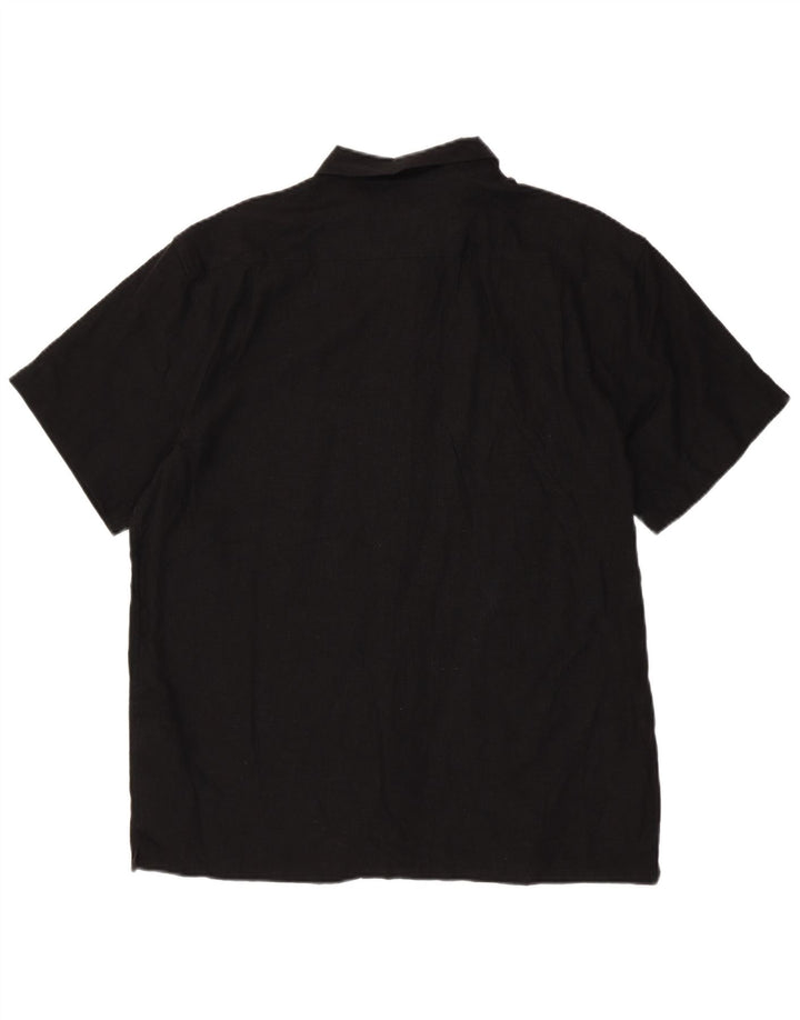 Billabong Mens Short Sleeve Shirt Large Black Linen