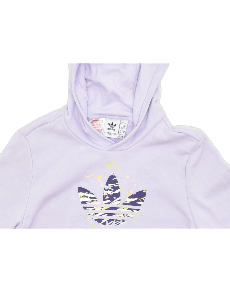 ADIDAS Girls Graphic Hoodie Jumper 13-14 Years Purple Cotton Sports | Vintage | Thrift | Second-Hand | Used Clothing | Messina Hembry 