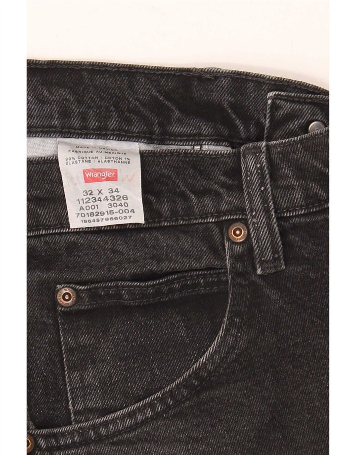 Wrangler Mens Straight Jeans W32 L34 Black Cotton
