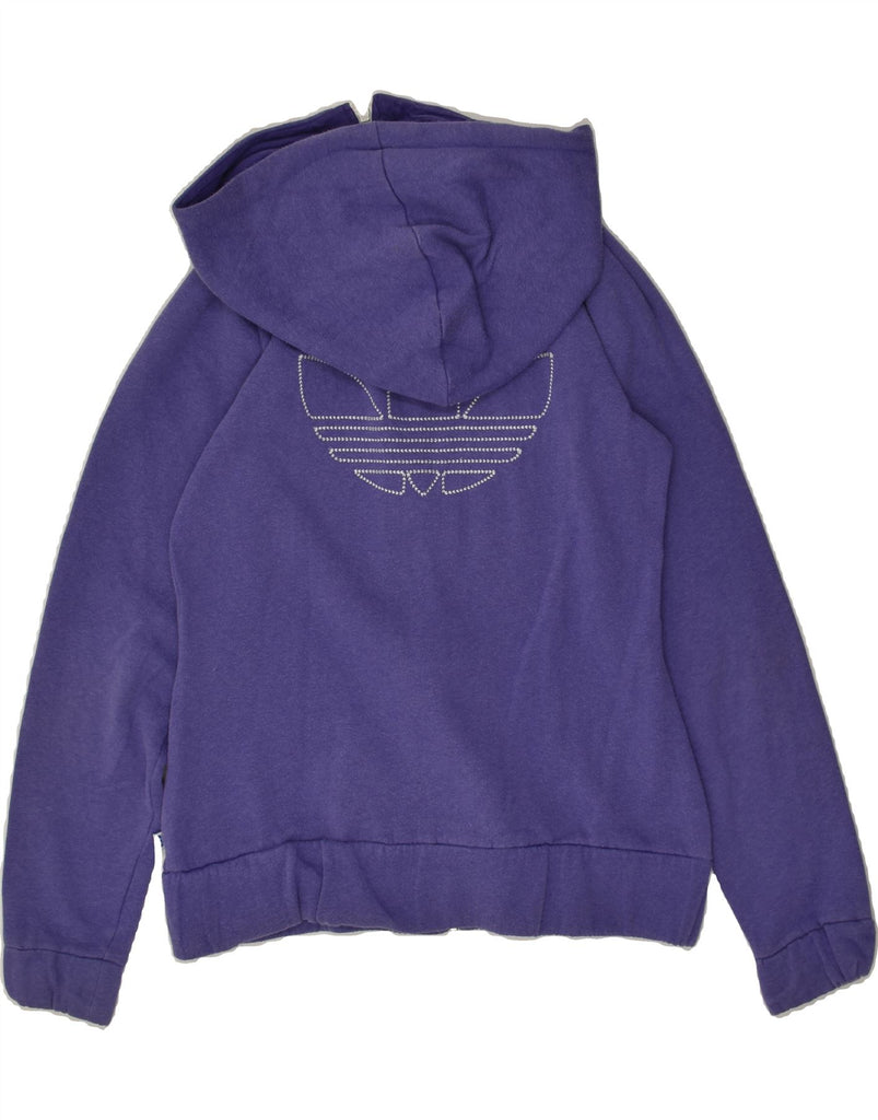 ADIDAS Womens Graphic Zip Hoodie Sweater UK 12 Medium Purple Cotton | Vintage Adidas | Thrift | Second-Hand Adidas | Used Clothing | Messina Hembry 