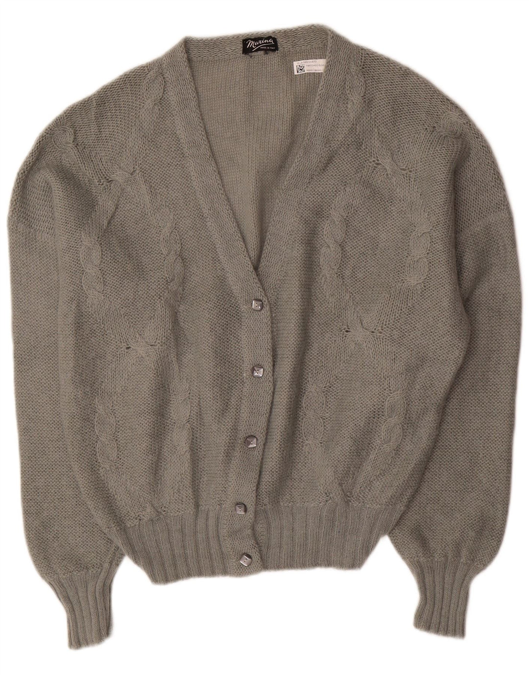 Vintage Womens Cardigan Sweater UK 18 XL Grey Mohair