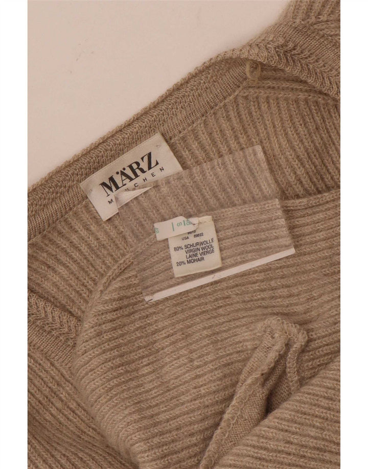 Marz Mens Loose Fit Cardigan Sweater Small Beige Wool