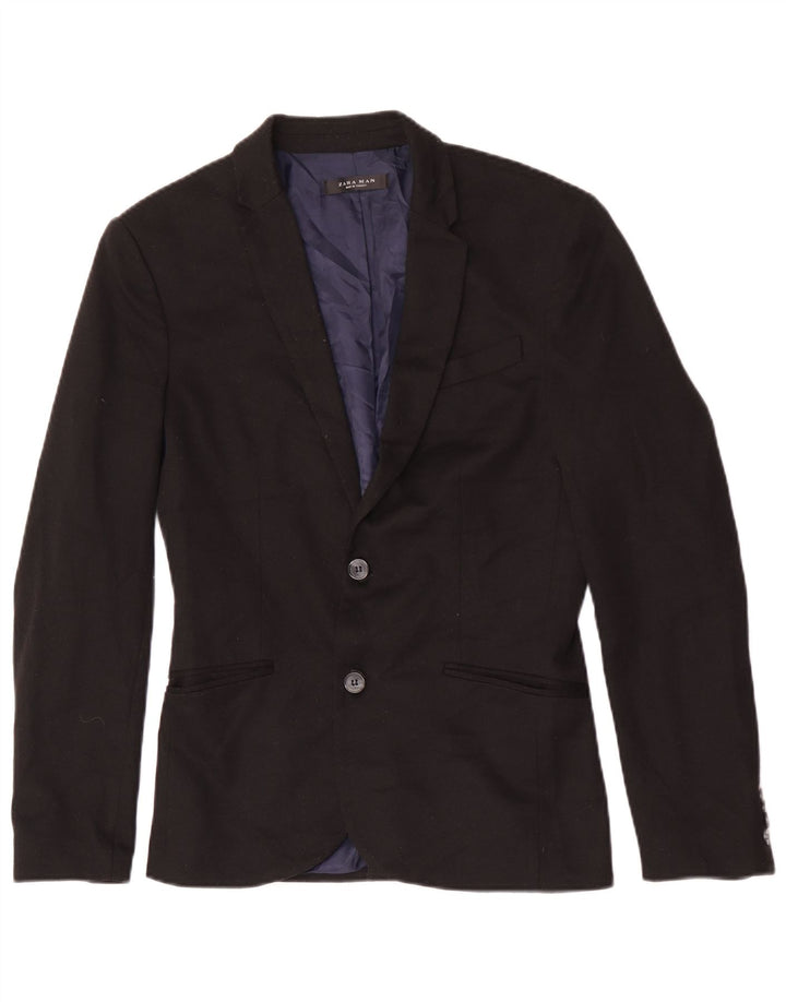Zara Mens 2 Button Blazer Jacket UK 36 Small Black