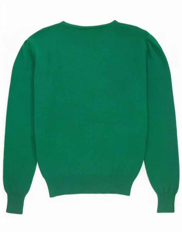 Benetton Womens Boat Neck Jumper Sweater IT 48 XL Green Virgin Wool