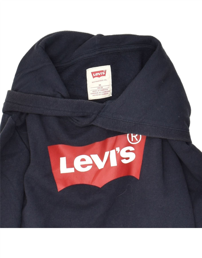 LEVI'S Boys Graphic Hoodie Jumper 7-8 Years Navy Blue | Vintage Levi's | Thrift | Second-Hand Levi's | Used Clothing | Messina Hembry 