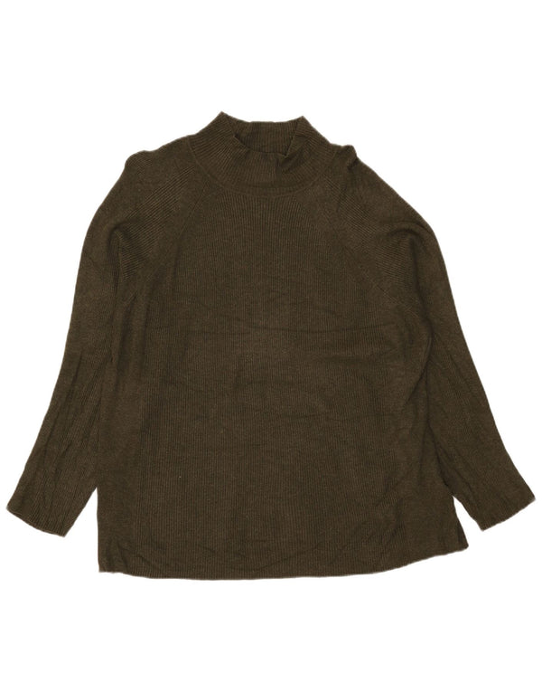 Marks & Spencer Womens Turtle Neck Jumper Sweater UK 20 2XL Khaki Viscose