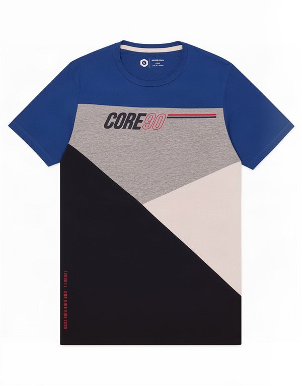 Jack & Jones Mens Core Graphic T-Shirt Top Small Blue Colourblock Cotton